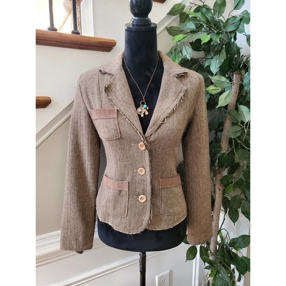 Lola Women's Beige Polyester Single Breasted Long Sleeve Casual Jacket Blazer M - Picture 1 of 15